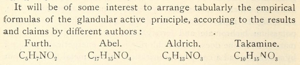 Adrenaline and epinephrine original formuale in 1901